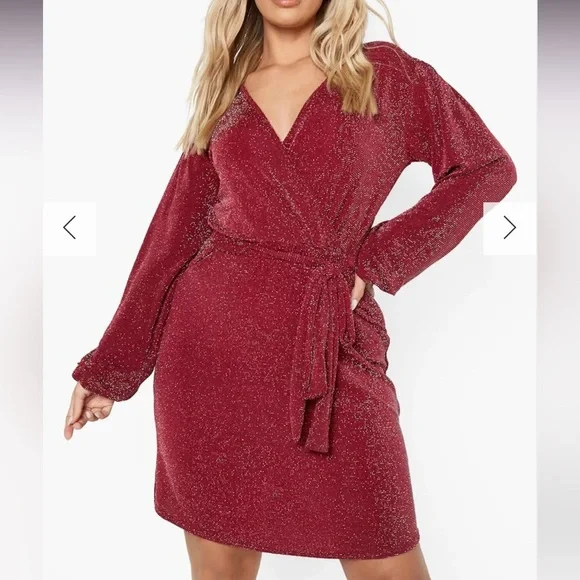 metallic dress boohoo Black Warehouse Metallic Jacquard Plunge Neck Midi Dress
